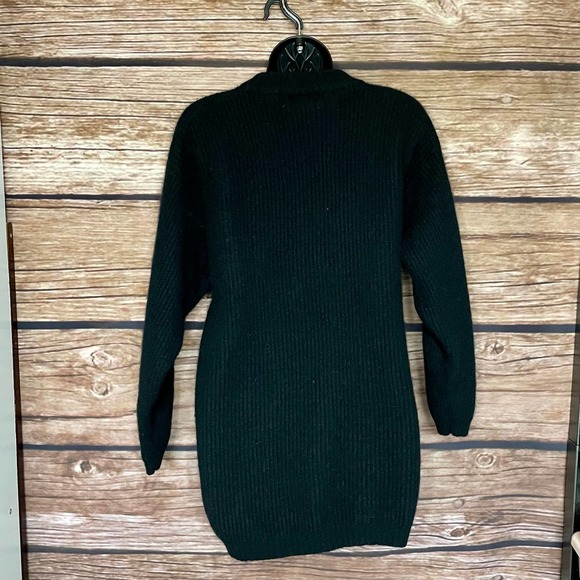 Wool Sweater M Express Tricot Vintage Black Lambswool Angora Soft Warm - Picture 4 of 12